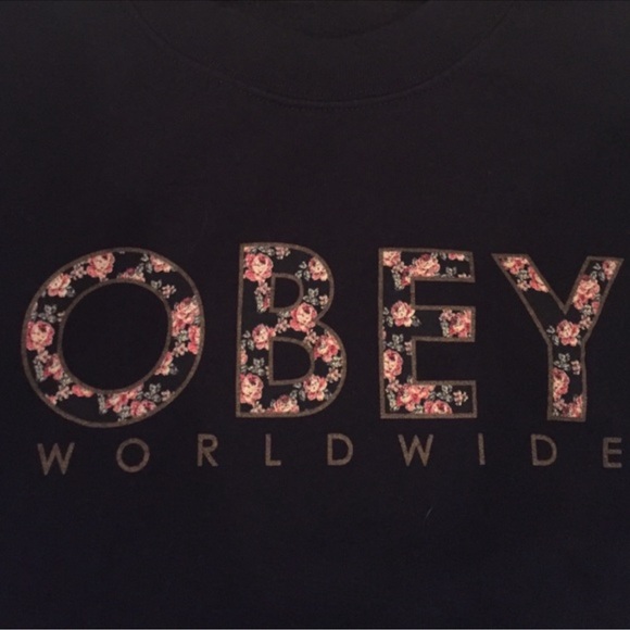 OBEY CREWNECK SWEATSHIRT floral M - Picture 2 of 3